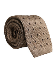 Beige Polka Dot Silk Adjustable Necktie Tie