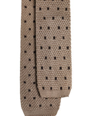 Beige Polka Dot Silk Adjustable Necktie Tie