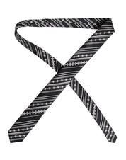 Black White Stripes Silk Adjustable Necktie Tie