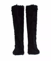 Black Xiangao Lamb Fur Leather Boots Shoes