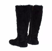 Black Xiangao Lamb Fur Leather Boots Shoes