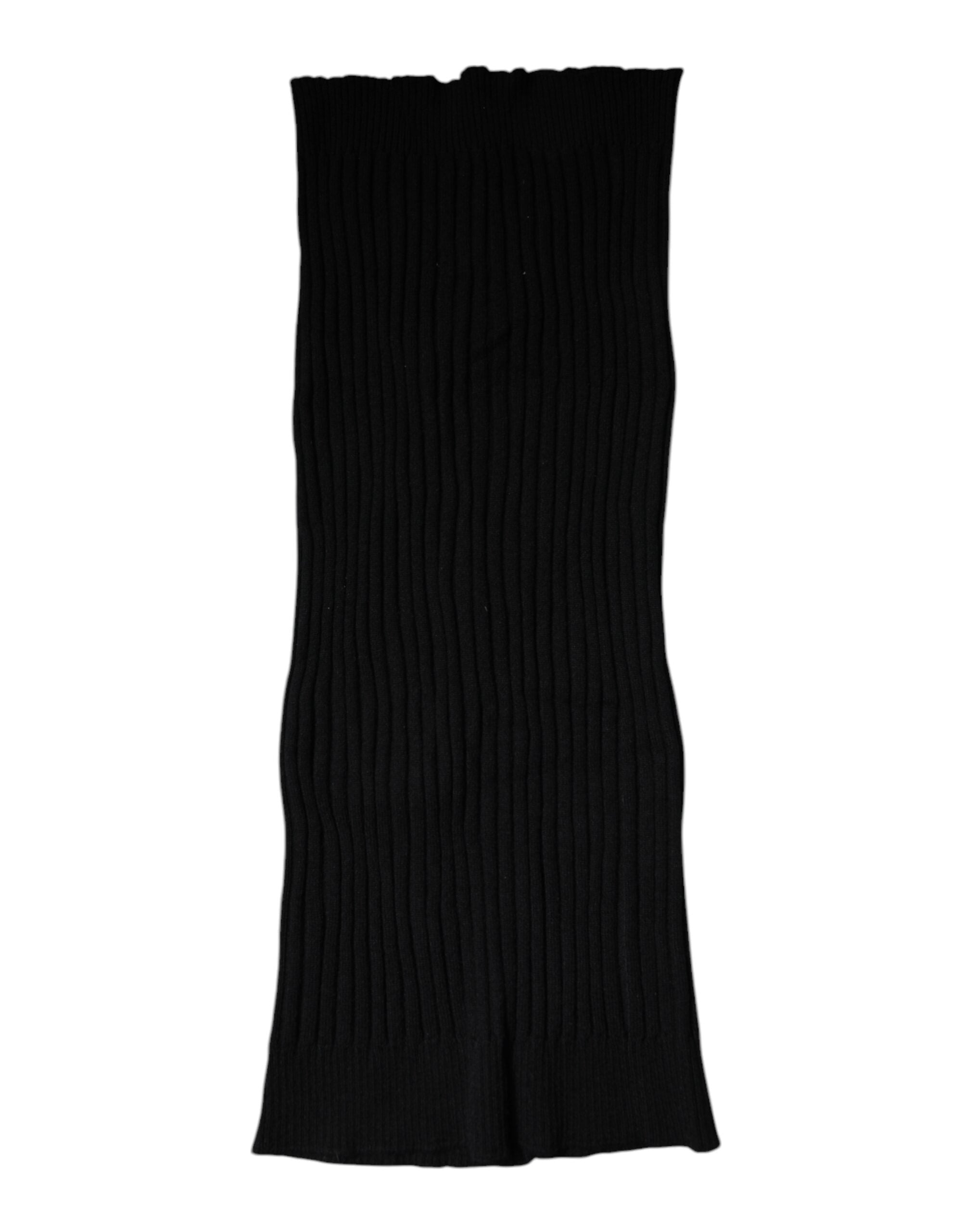 Dolce & Gabbana Black Cashmere Knitted Neck Warmer Foulard Scarf Dolce & Gabbana