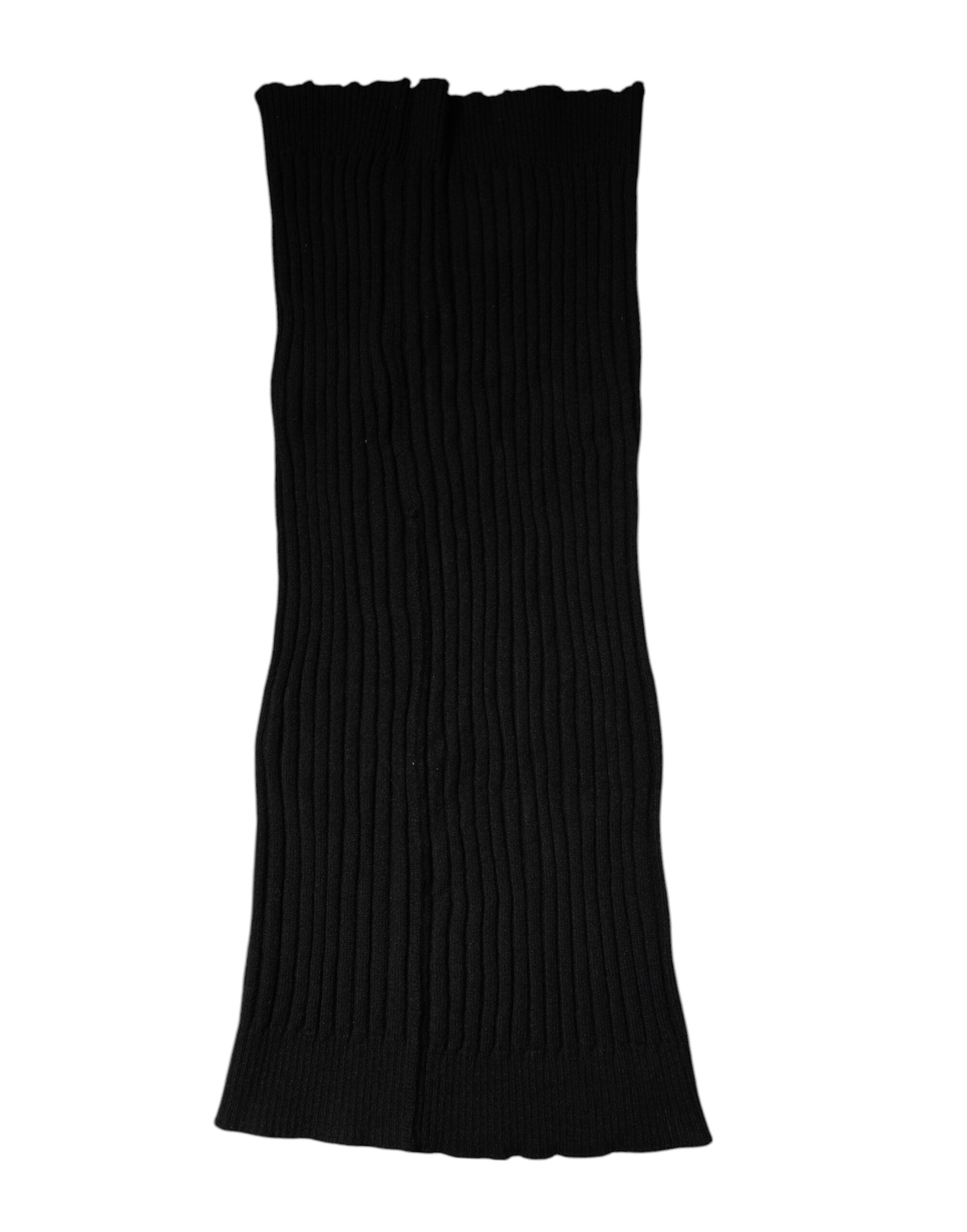 Dolce & Gabbana Black Cashmere Knitted Neck Warmer Foulard Scarf Dolce & Gabbana
