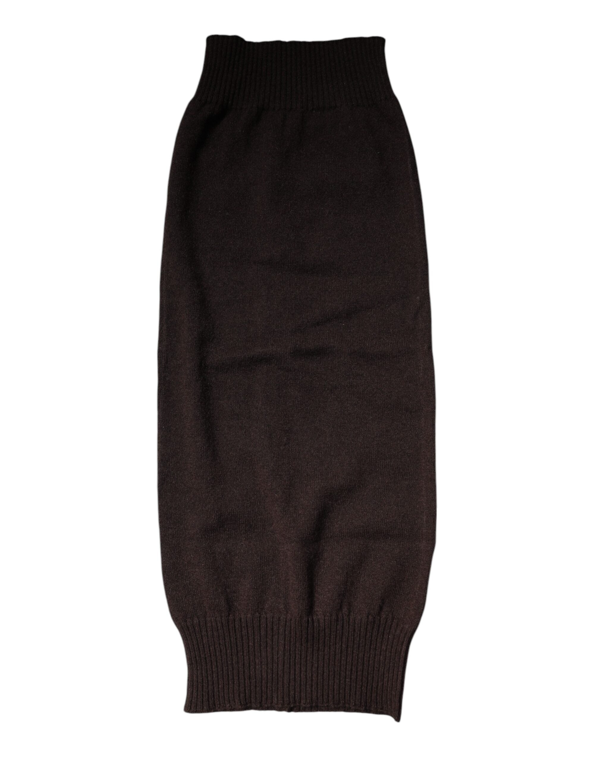 Dolce & Gabbana Brown Cashmere Knitted Neck Warmer Foulard Scarf Dolce & Gabbana