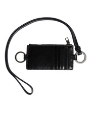 Dolce & Gabbana Black Leather Logo Embossed Lanyard Card Holder Wallet Dolce & Gabbana
