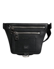 Dolce & Gabbana Black Calfskin Logo Plaque Belt Waist Men Fanny Pack Bag Dolce & Gabbana