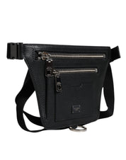 Dolce & Gabbana Black Calfskin Logo Plaque Belt Waist Men Fanny Pack Bag Dolce & Gabbana