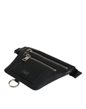 Black Calfskin Logo Plaque Belt Waist Men Fanny Pack Bag