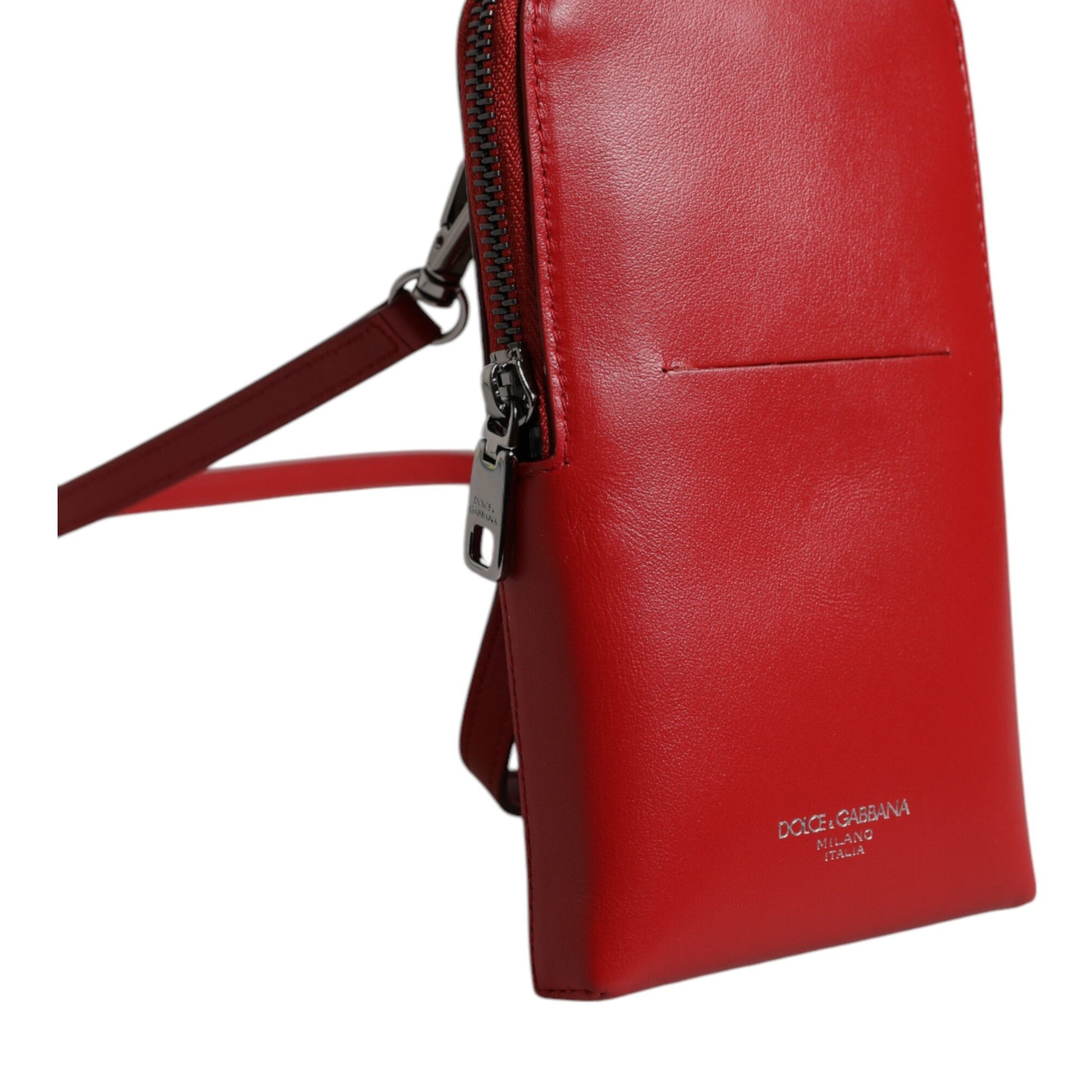 Dolce & Gabbana Red Leather Purse Phone Sling Crossbody Neck Strap Bag Dolce & Gabbana