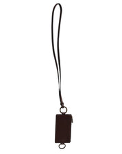 Dolce & Gabbana Brown Calf Leather Lanyard Logo Card Holder Wallet Dolce & Gabbana