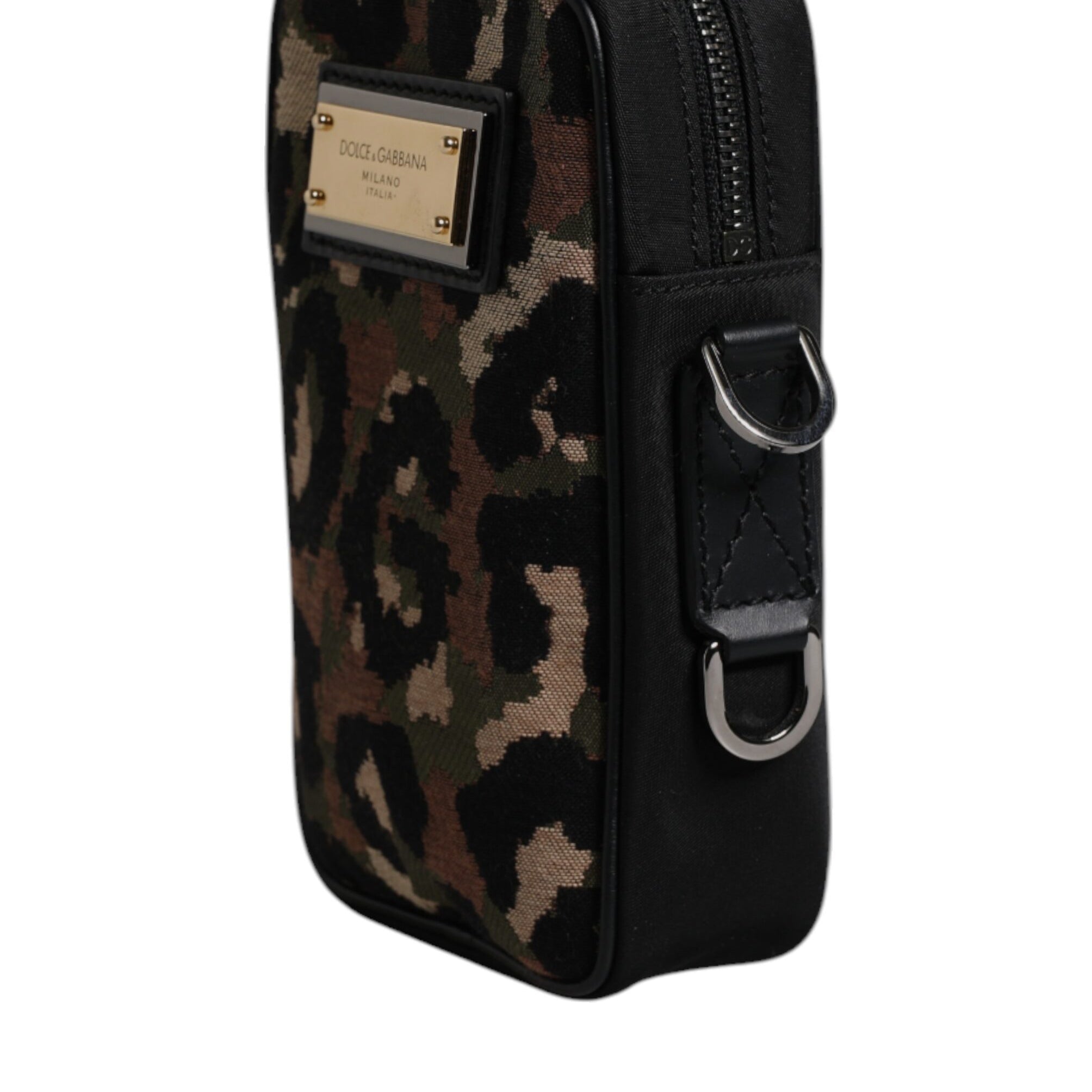 Dolce & Gabbana Multicolor Leopard Jacquard Logo Plaque Neck Strap Bag Dolce & Gabbana