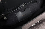 Grey Alpaca Wool Logo Plaque Tote Shoulder Bag