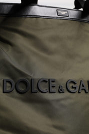 Military Green Nylon Shoulder Strap Tote Bag