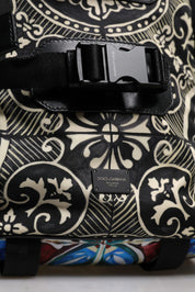 Multicolor Maiolica Print Nylon Backpack Bag