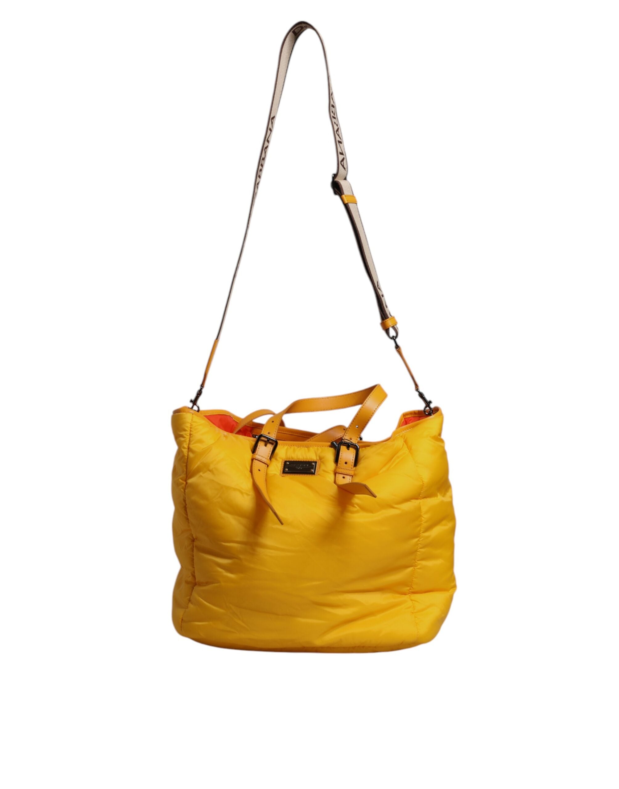 Dolce & Gabbana Yellow Orange Nylon Logo Plaque Hand Shoulder Duffle Bag Dolce & Gabbana
