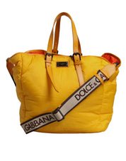 Dolce & Gabbana Yellow Orange Nylon Logo Plaque Hand Shoulder Duffle Bag Dolce & Gabbana