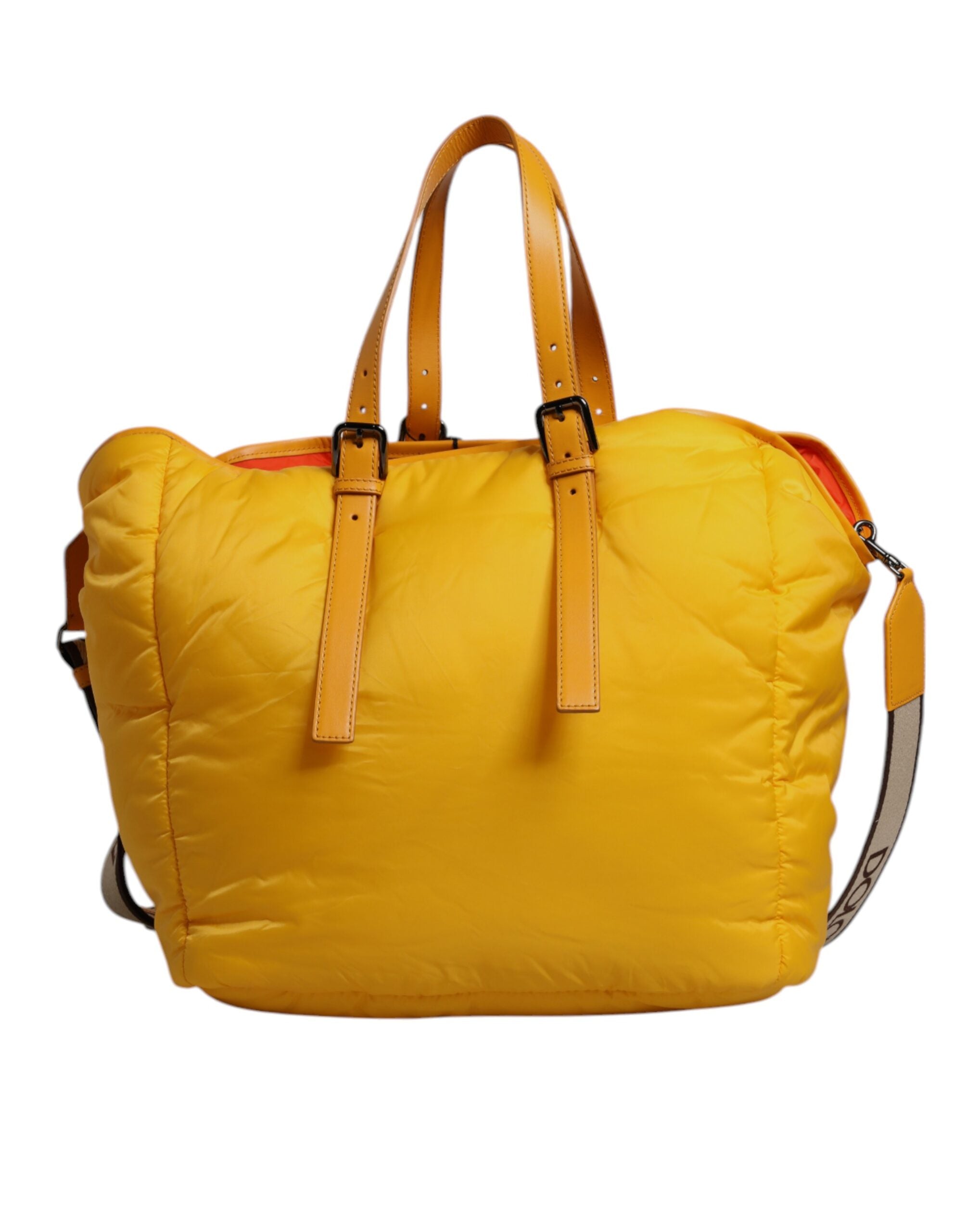 Dolce & Gabbana Yellow Orange Nylon Logo Plaque Hand Shoulder Duffle Bag Dolce & Gabbana