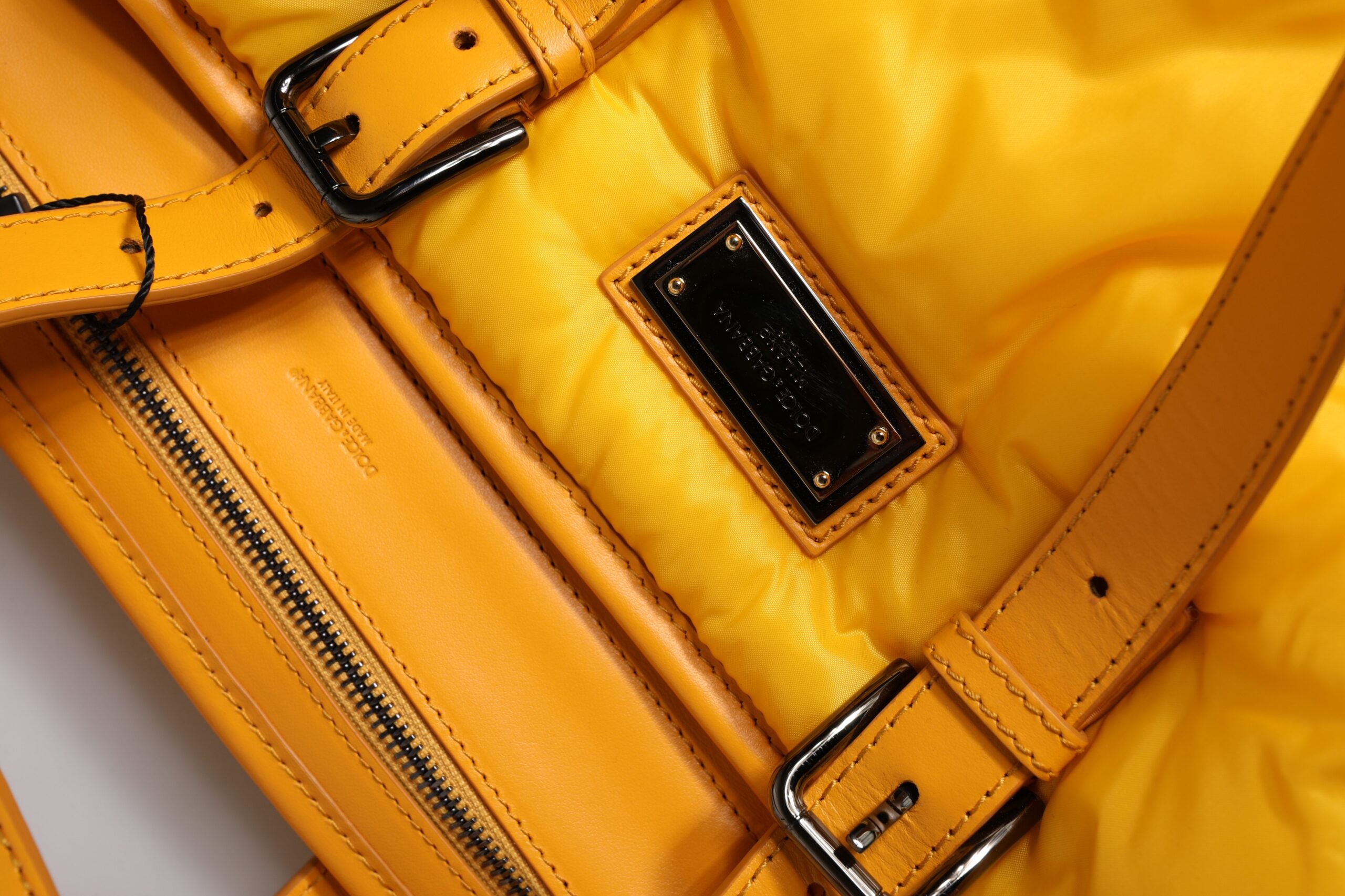 Dolce & Gabbana Yellow Orange Nylon Logo Plaque Hand Shoulder Duffle Bag Dolce & Gabbana
