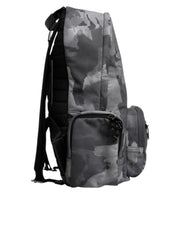 Dolce & Gabbana Gray Cotton Camouflage Logo Plaque Backpack Bag Dolce & Gabbana