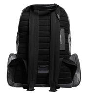 Gray Cotton Camouflage Logo Plaque Backpack Bag