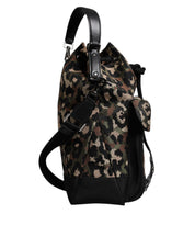 Dolce & Gabbana Multicolor Leopard Cotton Shoulder Bucket Bag Dolce & Gabbana