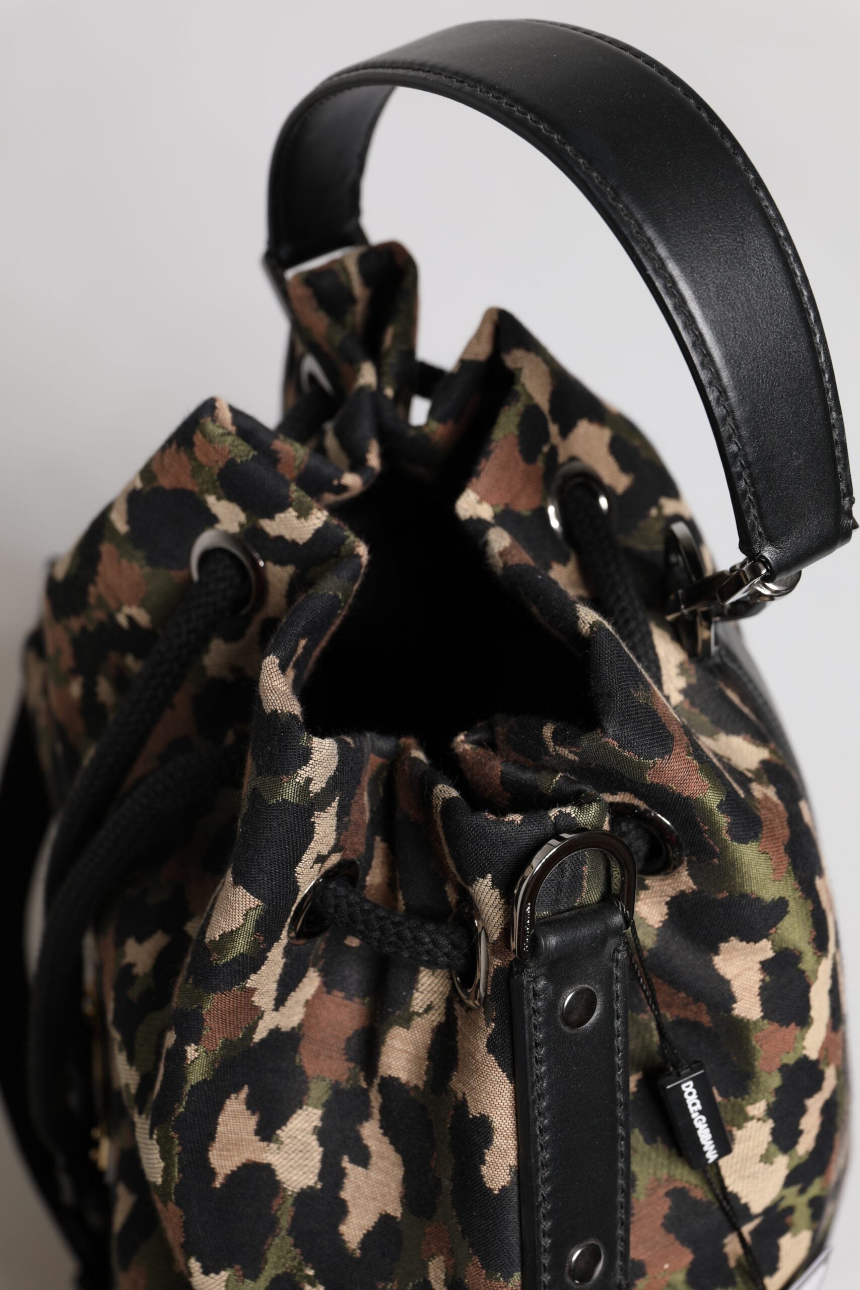 Dolce & Gabbana Multicolor Leopard Cotton Shoulder Bucket Bag Dolce & Gabbana