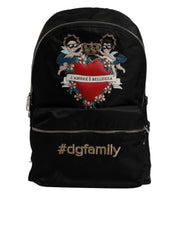 Dolce & Gabbana Black Nylon #DGFAMILY Embellished Backpack VULCANO Bag