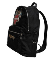 Black Nylon #DGFAMILY Embellished Backpack VULCANO Bag