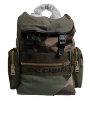 Military Green Patchwork Travel Backpack Bag