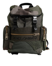 Military Green Patchwork Travel Backpack Bag