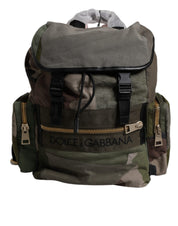 Dolce & Gabbana Military Green Patchwork School Backpack Bag