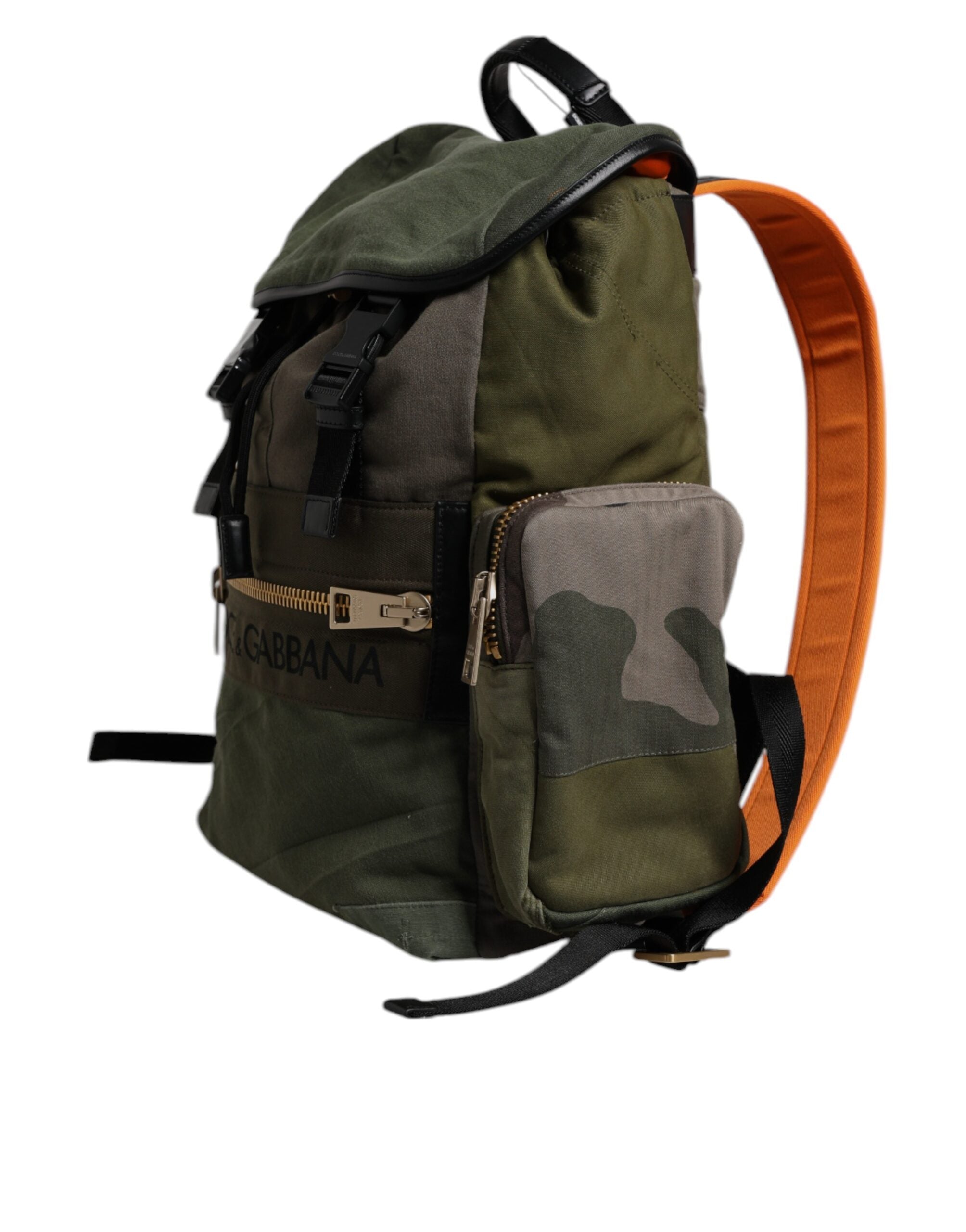 Dolce & Gabbana Military Green Patchwork School Backpack Bag Dolce & Gabbana