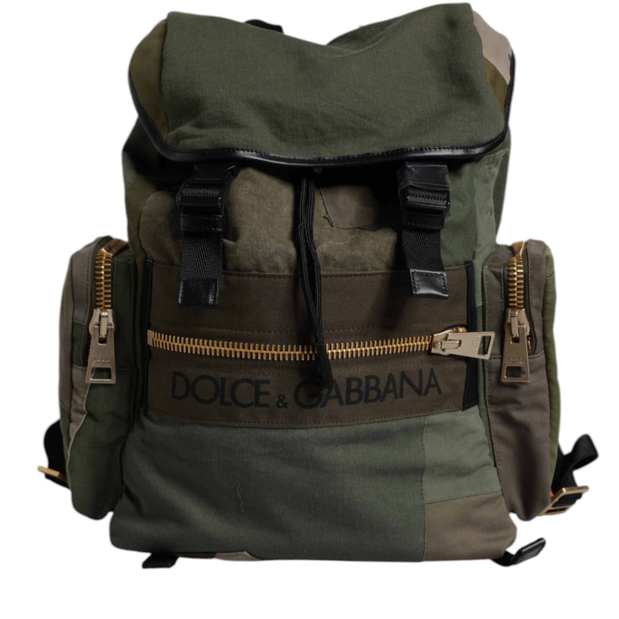 Dolce & Gabbana Military Green Patchwork School Backpack Bag Dolce & Gabbana