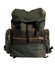 Dolce & Gabbana Military Green Patchwork School Backpack Bag Dolce & Gabbana