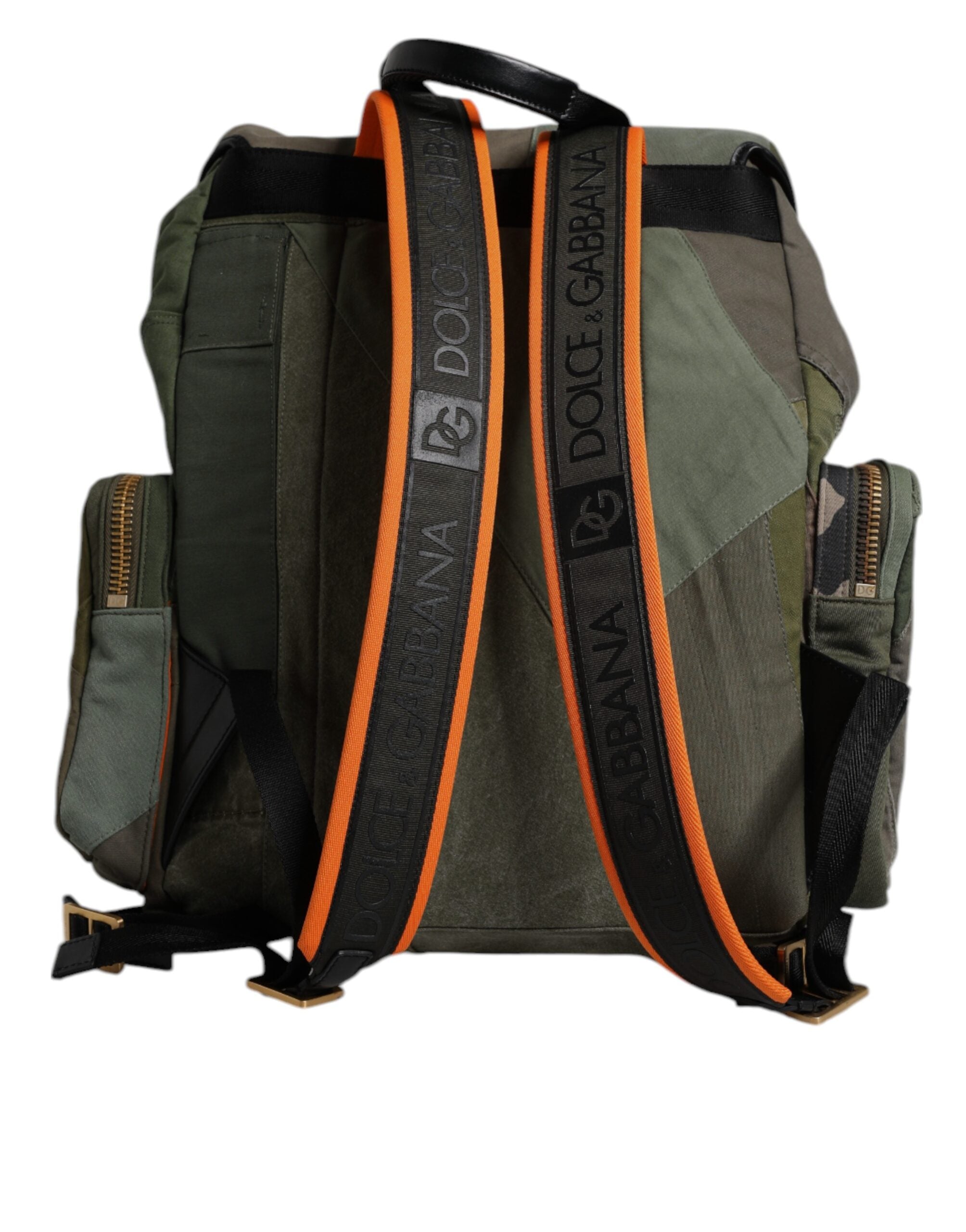 Dolce & Gabbana Military Green Patchwork Travel Backpack Bag Dolce & Gabbana
