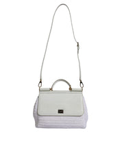 Dolce & Gabbana White Rafia Leather Top Handle Crossbody Bag Dolce & Gabbana