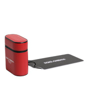 Red Calfskin Leather Logo Print Flip Holder Airpods Case