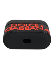 Black Orange Silicone Embossed Logo Airpods Case