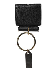 Black Leather Strap Gold Metal Logo Plaque Airpods Case