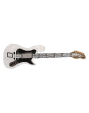 Dolce & Gabbana Gold Brass Logo Beaded Guitar Pin Brooch