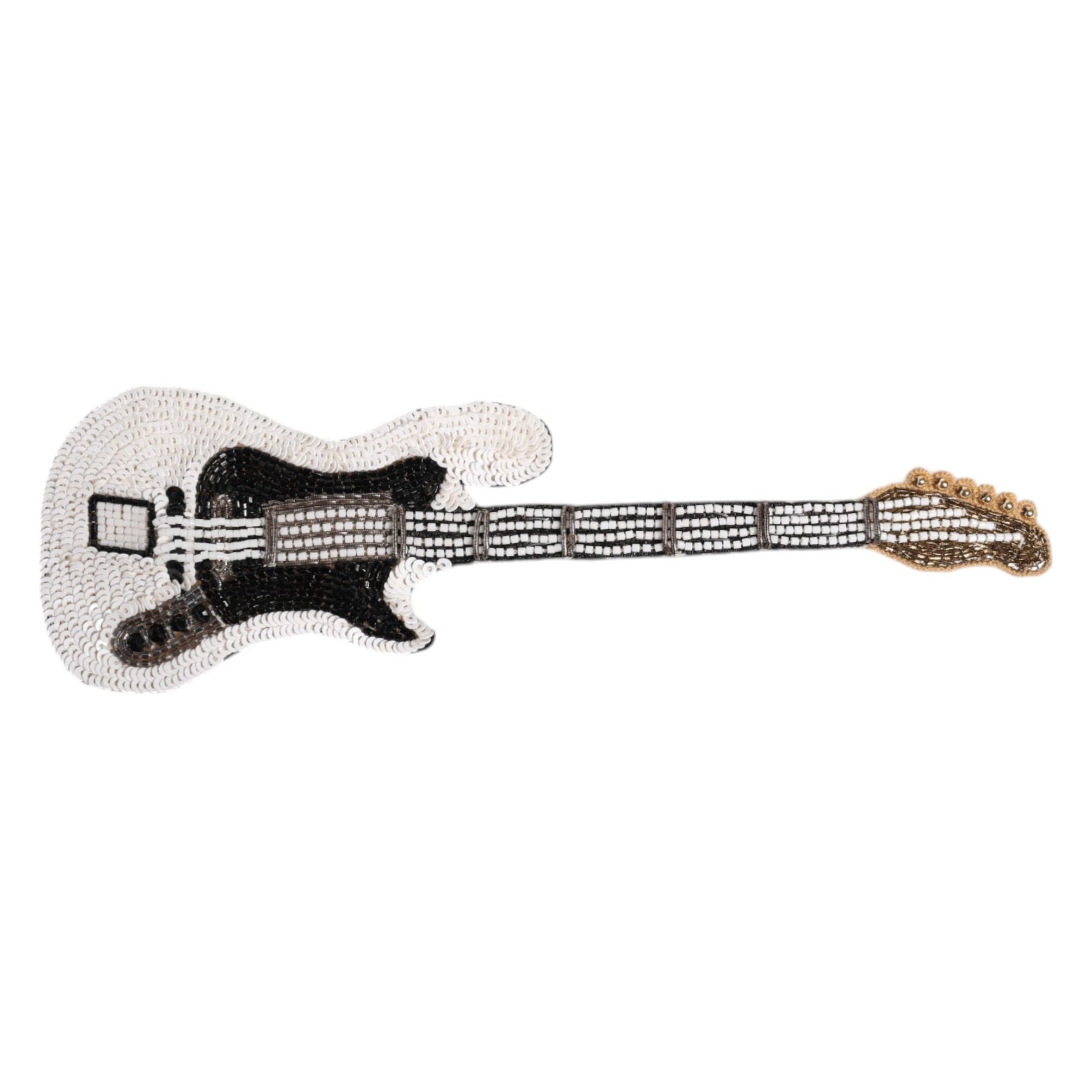 Dolce & Gabbana Gold Brass Logo Beaded Guitar Pin Brooch Dolce & Gabbana