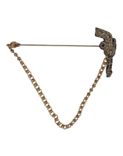 Dolce & Gabbana Black Gold Brass Copper Revolver Brooch Lapel Pin