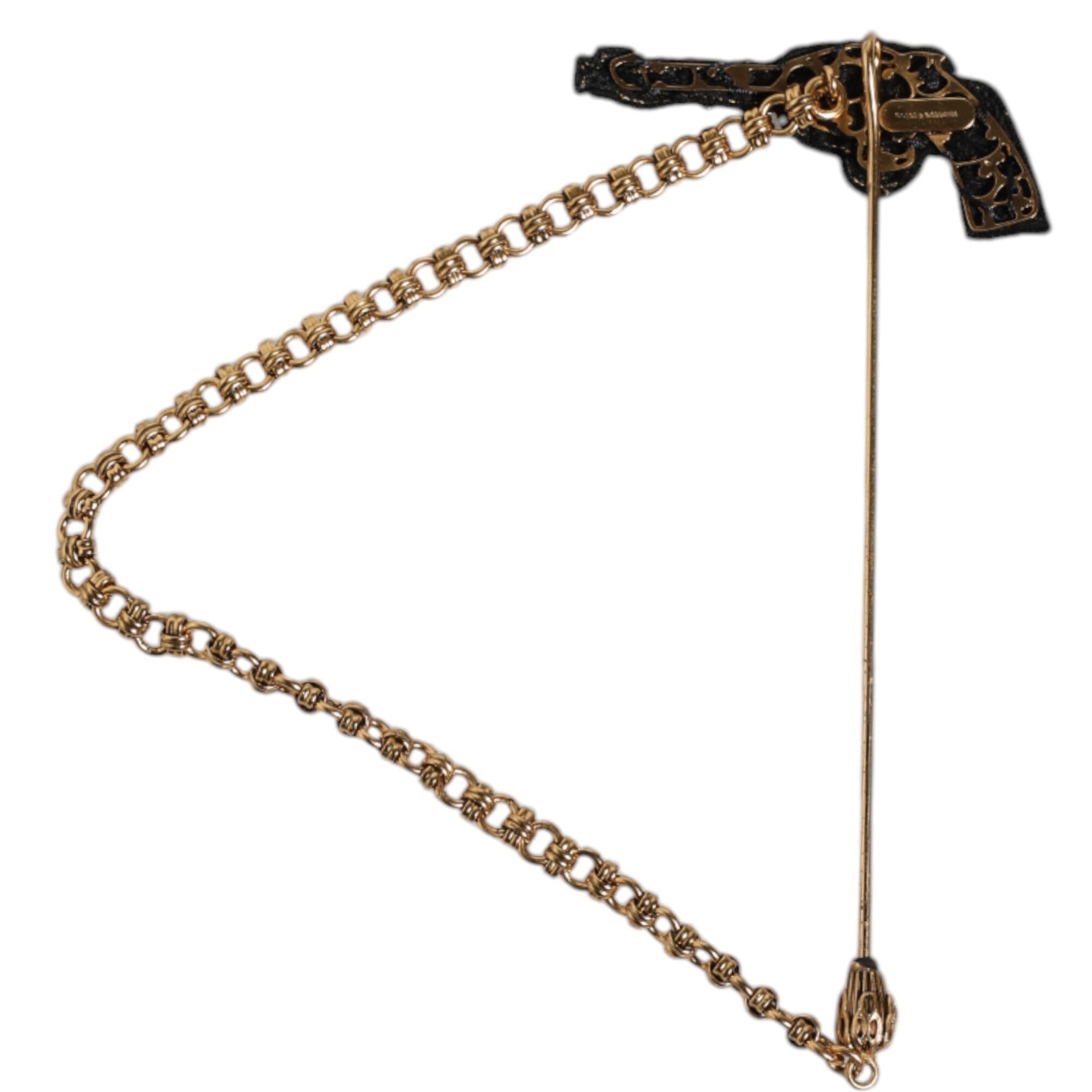 Dolce & Gabbana Black Gold Brass Copper Revolver Brooch Lapel Pin Dolce & Gabbana