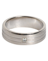 Silver Tone Brass Clear Crystal DG Logo Ring