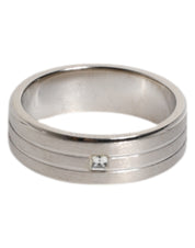 Silver Tone Brass Clear Crystal DG Logo Ring