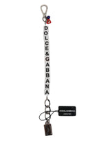 Silver Brass Chain Dice Logo Embellished Charm Bracelet