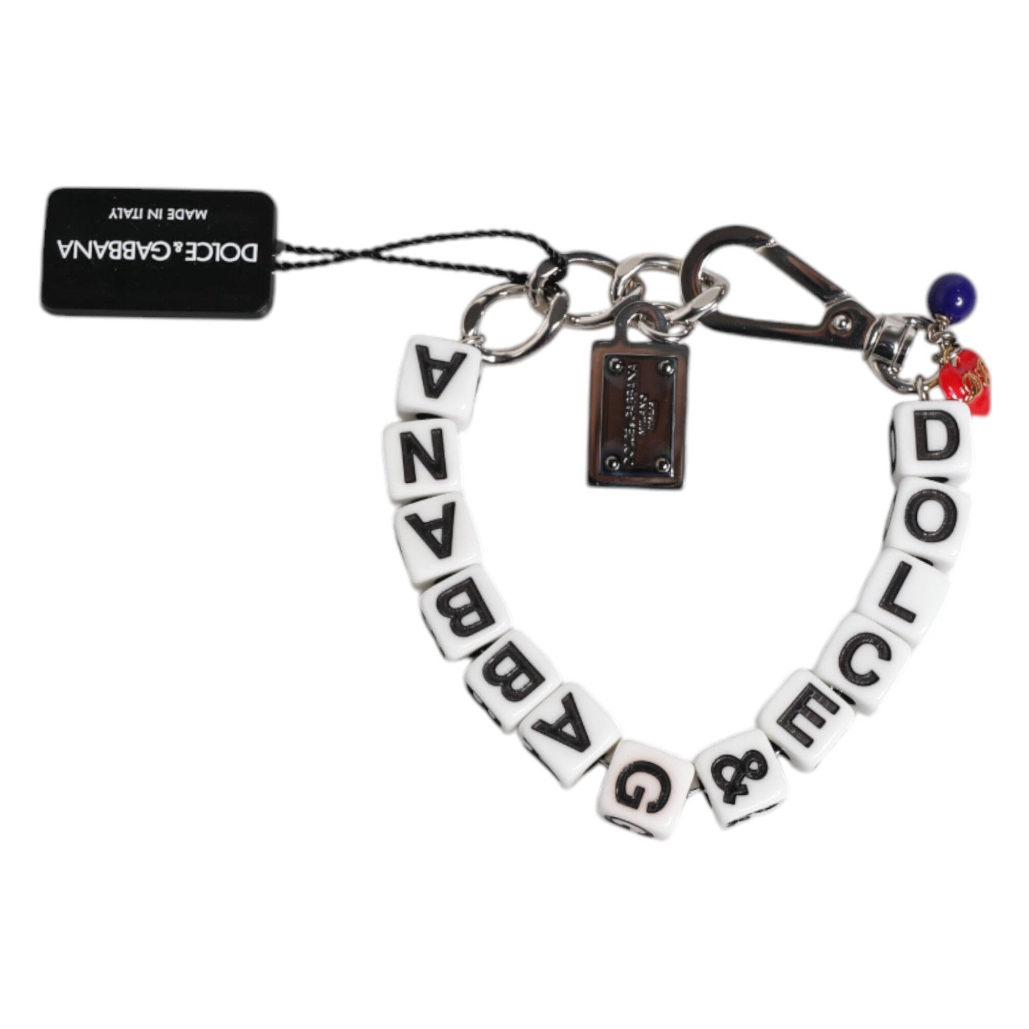 Dolce & Gabbana Silver Brass Chain Dice Logo Embellished Charm Bracelet Dolce & Gabbana