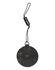 Green Calfskin Leather Round Logo Hand Mirror Holder