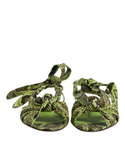 Dolce & Gabbana Green Animal Print Ankle Wrap Sandals Shoes Dolce & Gabbana