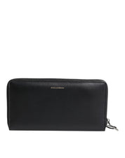 Dolce & Gabbana Black Blue Exotic Leather Embossed Continental Wallet